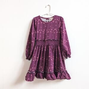 Matilda Jane Dress Girls Ex 6 Purple Autumn Leaves Floral